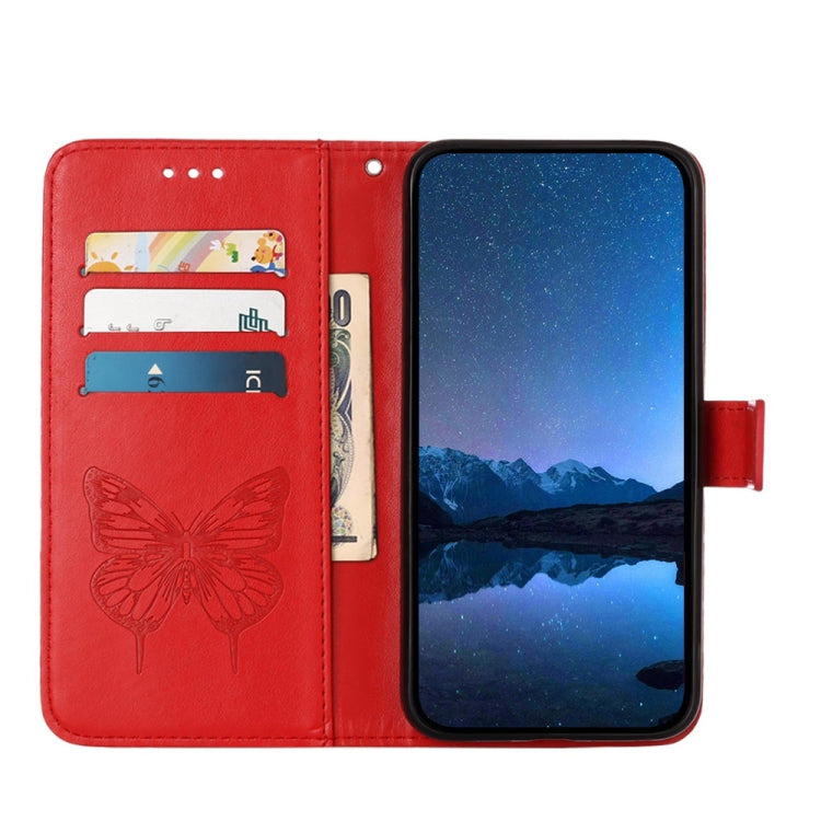 For Tecno Spark Go 2024 / Spark 20C Embossed Butterfly Leather Phone Case(Red)