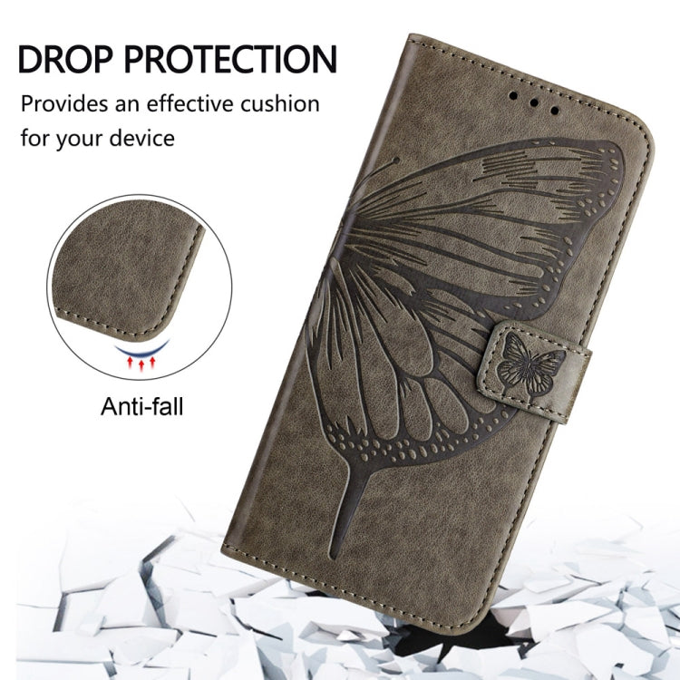 For Tecno Spark Go 2024 / Spark 20C Embossed Butterfly Leather Phone Case(Grey)