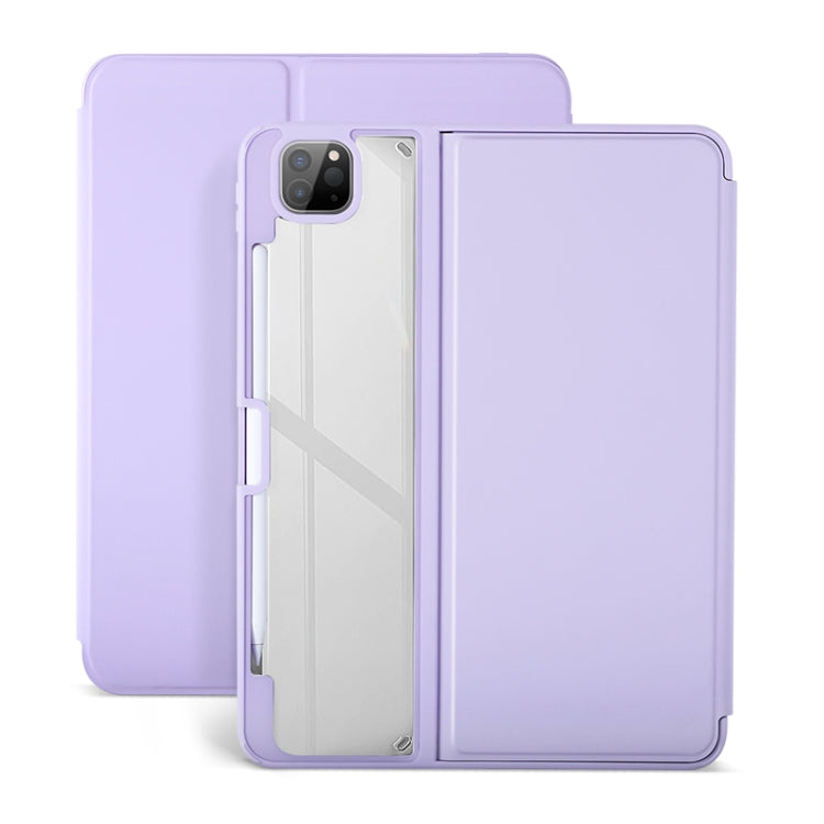 For iPad Air 13 2024 / Pro 12.9 2022 2-Fold Clear Acrylic Leather Tablet Case(Baby Pink)