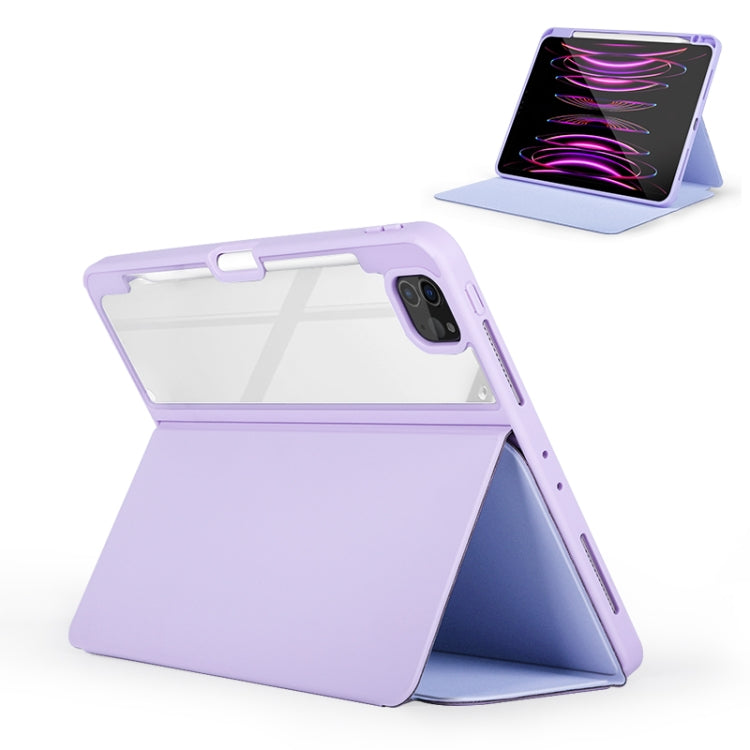 For iPad Air 13 2024 / Pro 12.9 2022 2-Fold Clear Acrylic Leather Tablet Case(Baby Pink)