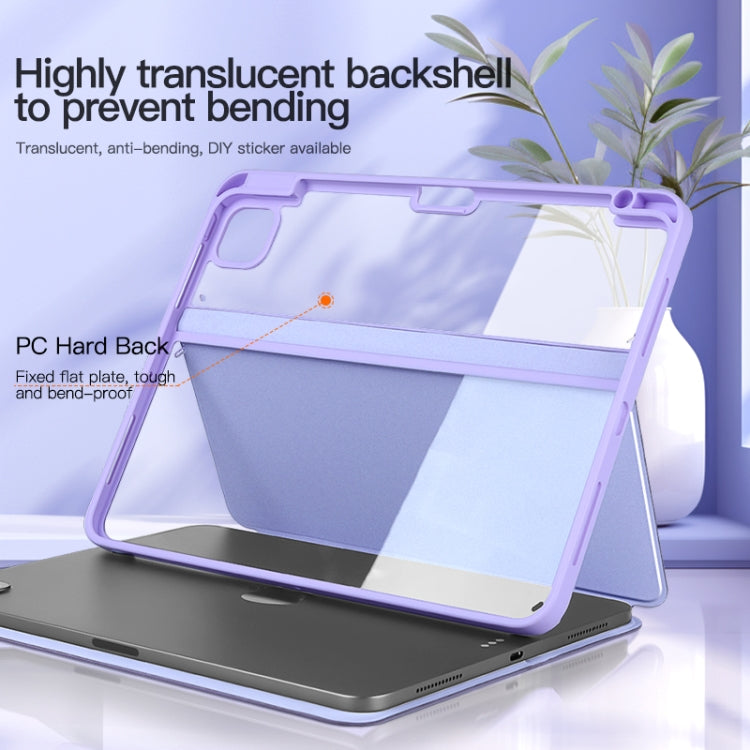 For iPad Air 13 2024 / Pro 12.9 2022 2-Fold Clear Acrylic Leather Tablet Case(Baby Pink)