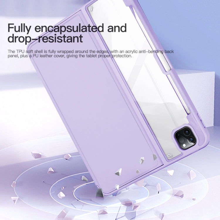 For iPad Air 13 2024 / Pro 12.9 2022 2-Fold Clear Acrylic Leather Tablet Case(Baby Pink)