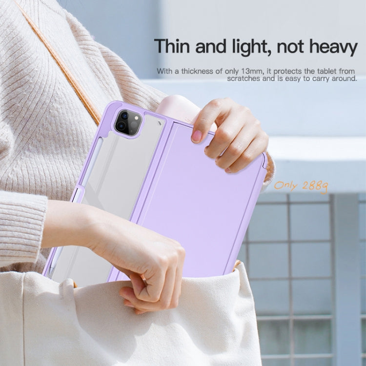 For iPad Air 13 2024 / Pro 12.9 2022 2-Fold Clear Acrylic Leather Tablet Case(Baby Pink)