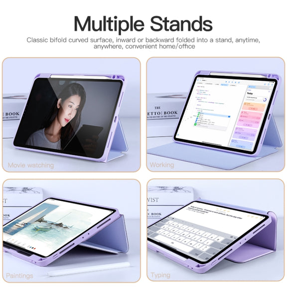 For iPad Air 13 2024 / Pro 12.9 2022 2-Fold Clear Acrylic Leather Tablet Case(Baby Pink)
