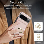 For Google Pixel 9 Pro XL RFID Anti-theft Card Ring Holder Phone Case(Rose Gold)