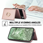 For Google Pixel 9 Pro XL RFID Anti-theft Card Ring Holder Phone Case(Rose Gold)