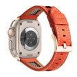For Apple Watch Ultra 2 49mm Mesh Calfskin Genuine Leather Watch Band(Orange) - Watch Bands by PMC TechLife | Online Shopping South Africa | PMC TechLife | Buy Now Pay Later Mobicred