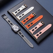For Apple Watch Ultra 49mm Mesh Calfskin Genuine Leather Watch Band(Grey)