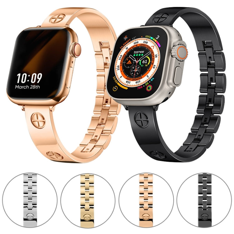For Apple Watch Series 8 45mm Cross Bracelet Stainless Steel Watch Band(Silver)