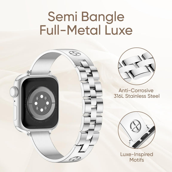 For Apple Watch Series 7 41mm Cross Bracelet Stainless Steel Watch Band(Silver)