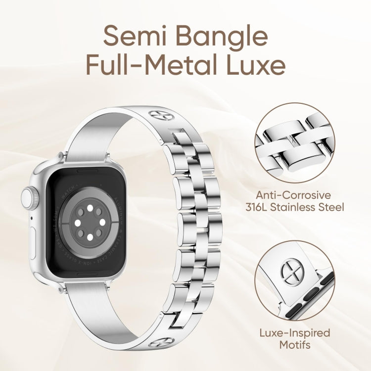 For Apple Watch Series 7 41mm Cross Bracelet Stainless Steel Watch Band(Silver)
