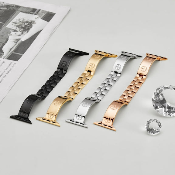 For Apple Watch Series 7 41mm Cross Bracelet Stainless Steel Watch Band(Silver)