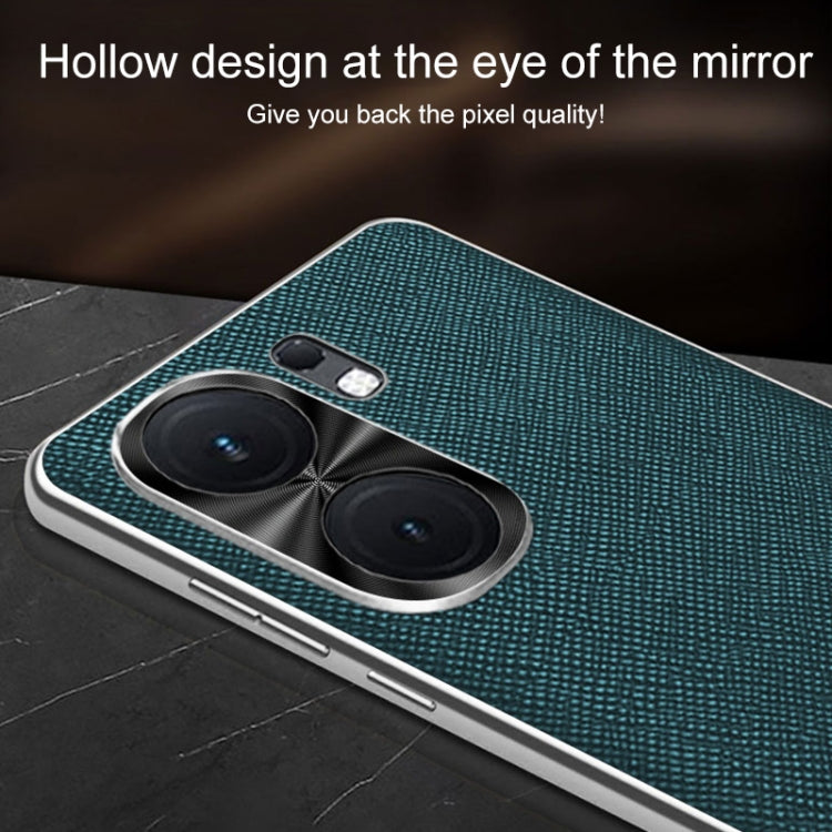 For vivo iQOO 12 Silver Edge Cross Texture PU Leather Phone Case(Dark Green)