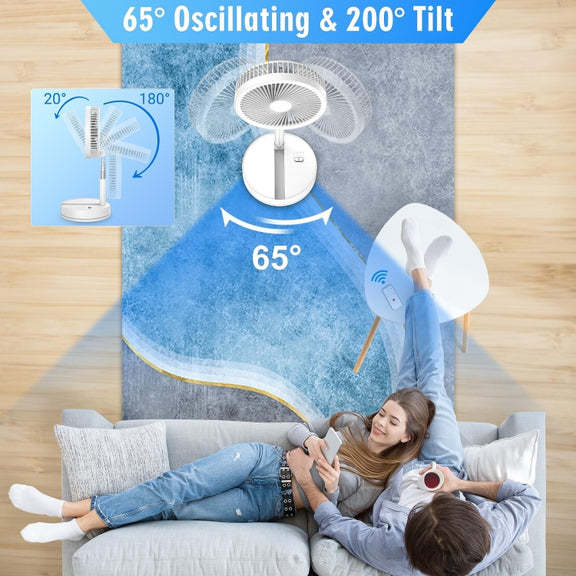 F9 Folding Adjustable Height Desktop Electric Fan(White)
