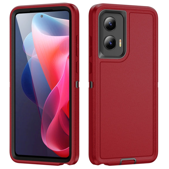 For Motorola Moto G Play 5G 2024 Life Water-resistant Rugged PC + Silicone Phone Case(Red + Black)