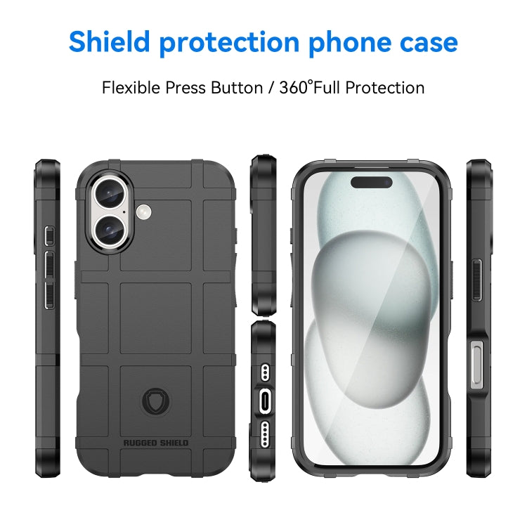 For iPhone 16 Full Coverage Shockproof TPU Phone Case(Black)
