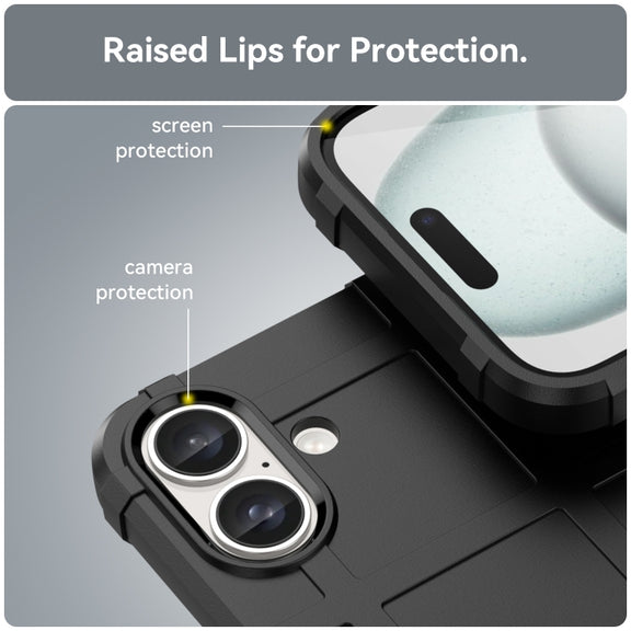 For iPhone 16 Full Coverage Shockproof TPU Phone Case(Black)