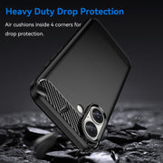 For iPhone 16 Brushed Texture Carbon Fiber TPU Phone Case(Black)