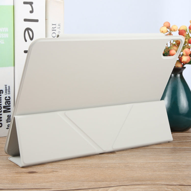 For iPad Pro 13 2024 Y-Shape Double-sided Clip Magnetic Smart Tablet Case(Light Grey)