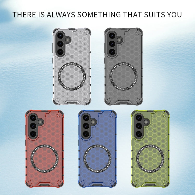 For Samsung Galaxy S25 5G Honeycomb Magnetic Ring Shockproof Phone Case(Black)