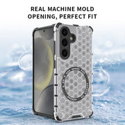 For Samsung Galaxy S25 5G Honeycomb Magnetic Ring Shockproof Phone Case(Black)