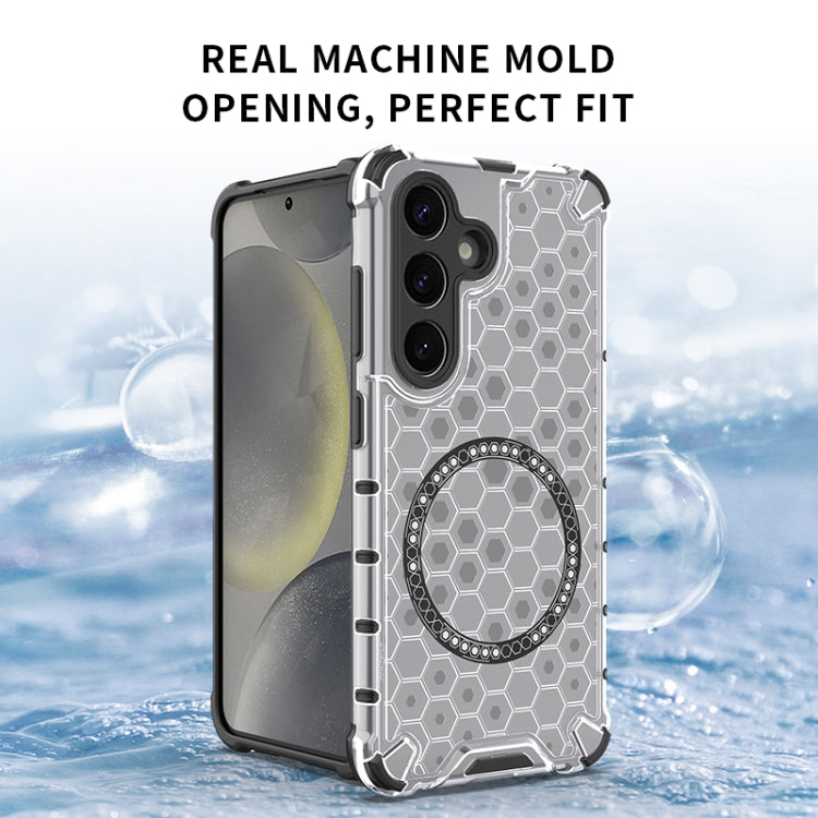 or Samsung Galaxy S25+ 5G Honeycomb Magnetic Ring Shockproof Phone Case(Black)