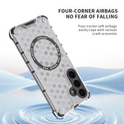 or Samsung Galaxy S25+ 5G Honeycomb Magnetic Ring Shockproof Phone Case(Red)