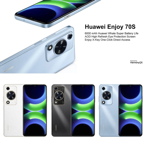 HUAWEI Enjoy 70S, 8GB+128GB, Side Fingerprint Identification, 6.75 inch HarmonyOS 4.2 Octa Core 2.4GHz, Network: 4G, Not Support Google Play(Blue)