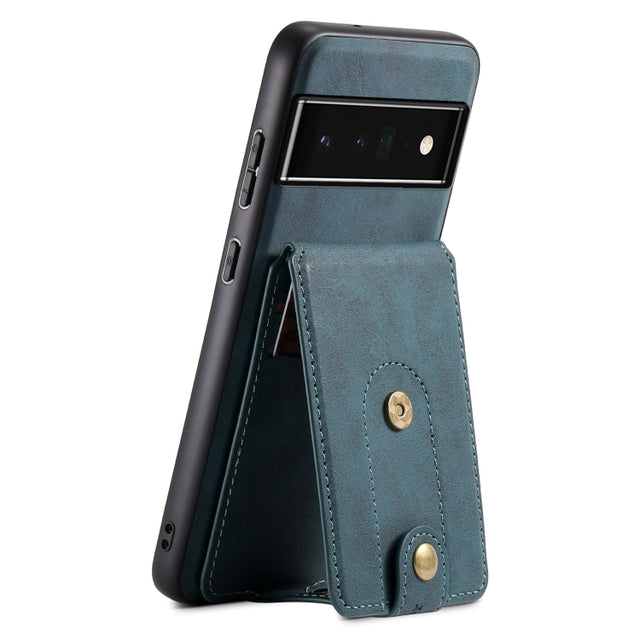 For Google Pixel 6 Pro Denior D14 NK Retro Pattern MagSafe Magnetic Card Holder Leather Phone Case(Blue)