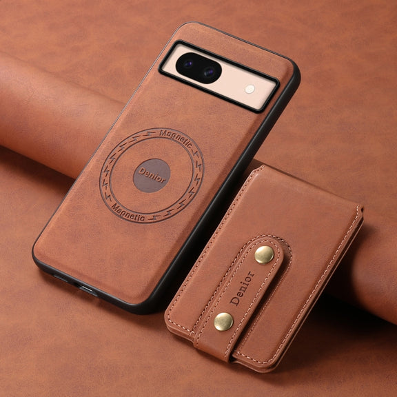 For Google Pixel 8a Denior D14 NK Retro Pattern MagSafe Magnetic Card Holder Leather Phone Case(Brown)