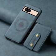 For Google Pixel 8a Denior D14 NK Retro Pattern MagSafe Magnetic Card Holder Leather Phone Case(Blue)