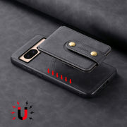 For Google Pixel 8a Denior D14 NK Retro Pattern MagSafe Magnetic Card Holder Leather Phone Case(Black)