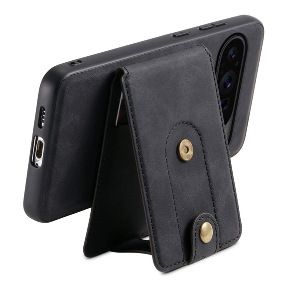 For Google Pixel 9 Pro Denior D14 NK Retro Pattern MagSafe Magnetic Card Holder Leather Phone Case(Black)