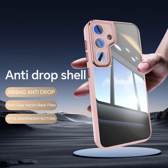 For Samsung Galaxy S25 5G Acrylic Hybrid TPU Armor Shockproof Phone Case(Pink)