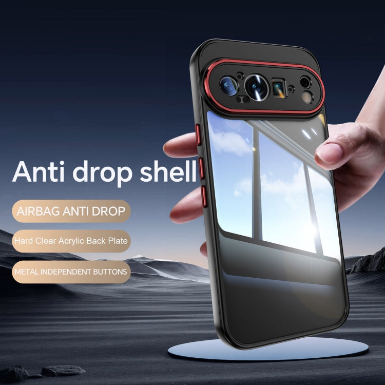 For Google Pixel 9 / 9 Pro Acrylic Hybrid TPU Armor Shockproof Phone Case(Black Red)
