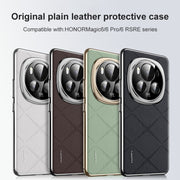 For Honor Magic6 Pro Plain Leather PC Phone Case(Black)