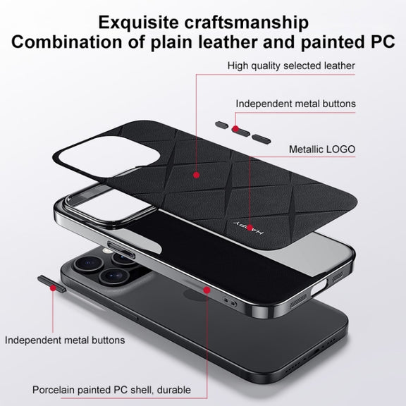 For iPhone 16 Plain Leather PC Phone Case(White)