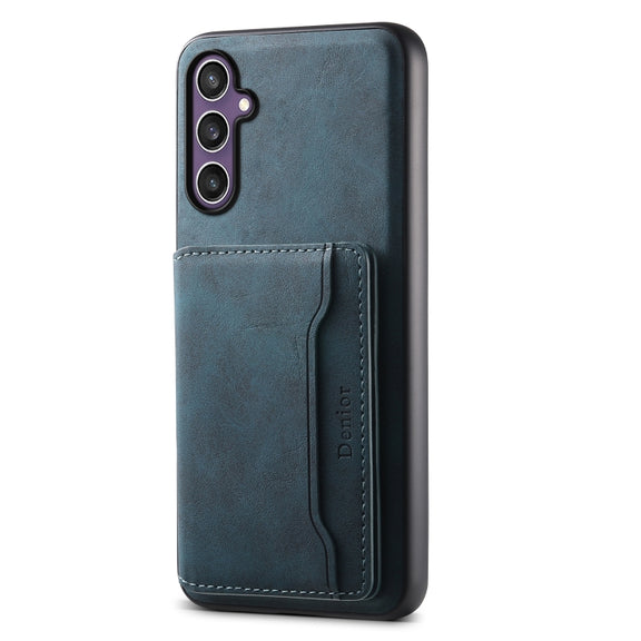 For Samsung Galaxy S24 5G Denior D13 Retro Texture Leather MagSafe Card Bag Phone Case(Blue)
