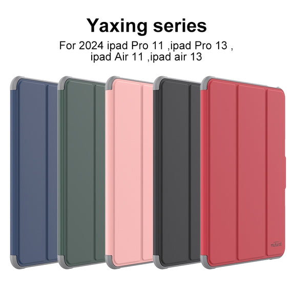 For iPad Pro 13 2024 Mutural PC Hybrid TPU Leather Smart Tablet Case(Dark Green)