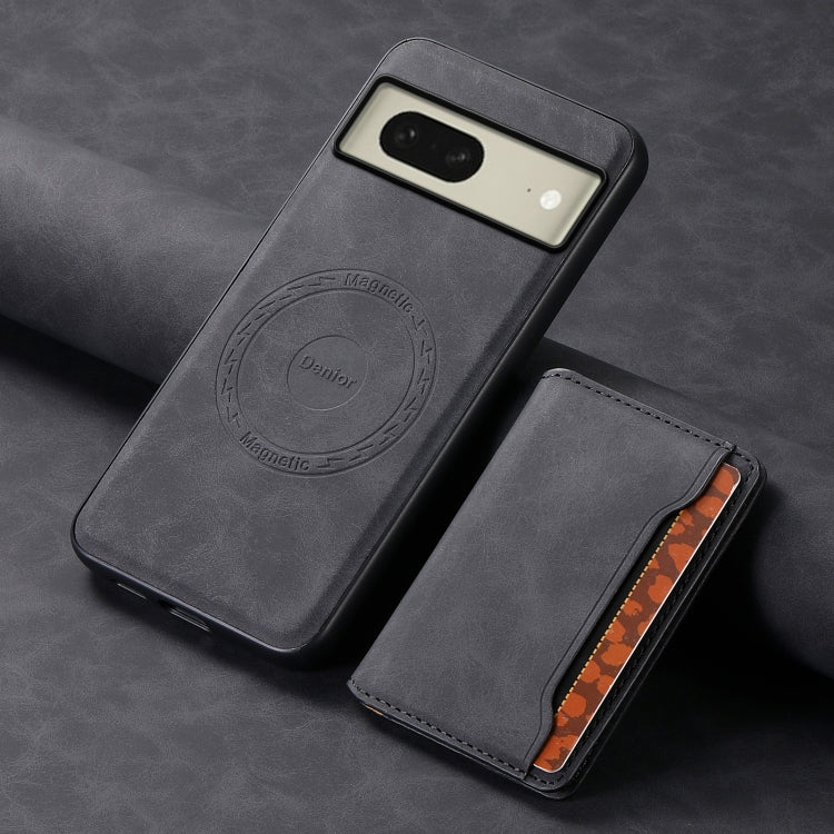 For Google Pixel 8 Denior D13 Retro Texture Leather MagSafe Card Bag Phone Case(Black)