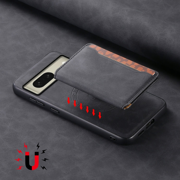 For Google Pixel 8 Denior D13 Retro Texture Leather MagSafe Card Bag Phone Case(Black)