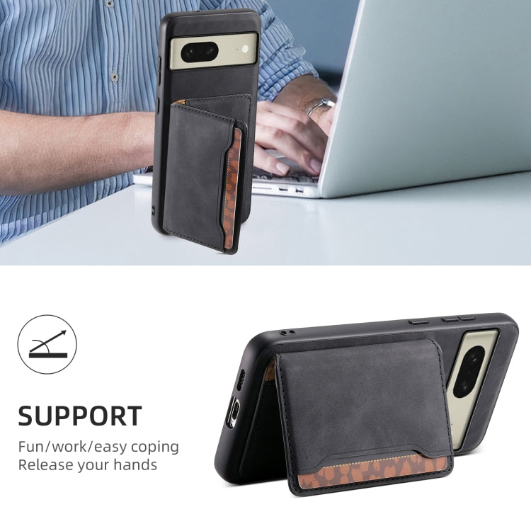 For Google Pixel 8 Denior D13 Retro Texture Leather MagSafe Card Bag Phone Case(Black)