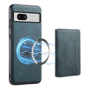 For Google Pixel 7a Denior D13 Retro Texture Leather MagSafe Card Bag Phone Case(Blue)