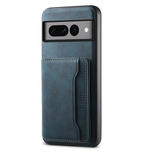 For Google Pixel 7 Pro 5G Denior D13 Retro Texture Leather MagSafe Card Bag Phone Case(Blue)
