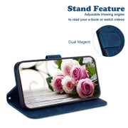 For iPhone 16e Butterfly Rose Embossed Leather Phone Case(Blue)