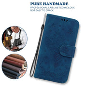 For iPhone 16e Butterfly Rose Embossed Leather Phone Case(Blue)