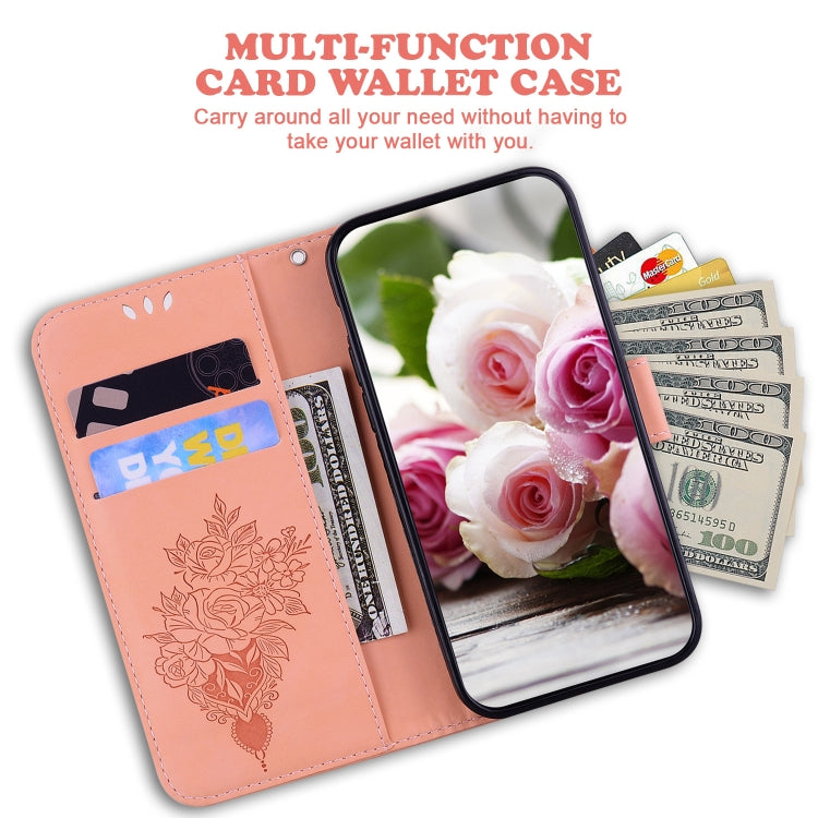 For iPhone 16e Butterfly Rose Embossed Leather Phone Case(Pink)