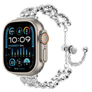 For Apple Watch Ultra 49mm Rhinestone Metal Bracelet Watch Band(Silver)