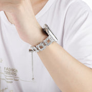 For Apple Watch Ultra 49mm Rhinestone Metal Bracelet Watch Band(Silver)