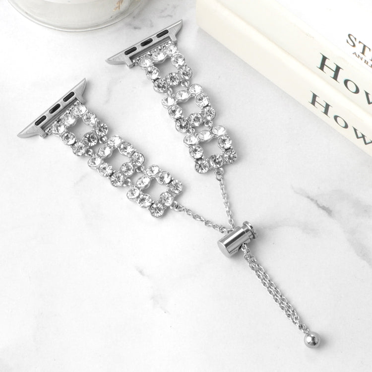 For Apple Watch Series 2 42mm Rhinestone Metal Bracelet Watch Band(Silver)